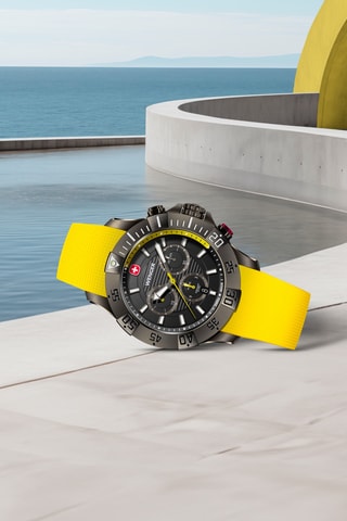 Silicone Quartz Horloge - Chronograaf - Geel en grijs