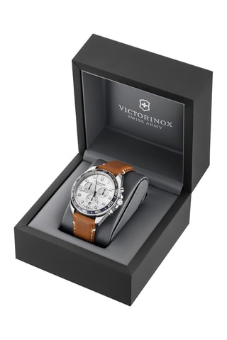 Leren Quartz Horloge - Tachymeter - Bruin en blauw