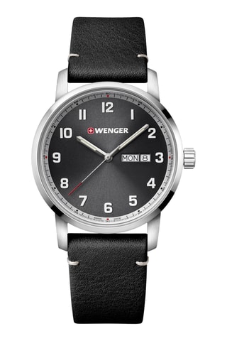 Leren Quartz Horloge - Zwart en Zilverkleurig