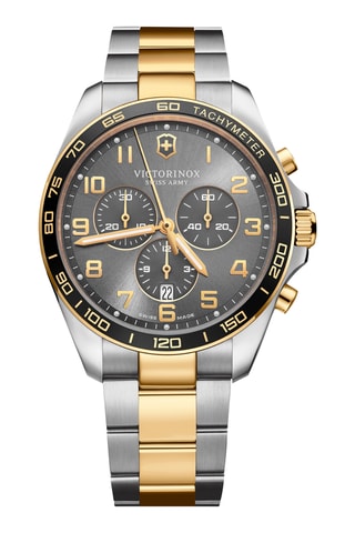 Roestvrijstalen Quartz Horloge - Tachymeter - Grijs, Goudkleurig en Zwart