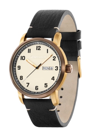 Leren Quartz Horloge - Zwart en Goudkleurig
