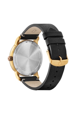 Leren Quartz Horloge - Zwart en Goudkleurig