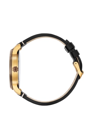 Leren Quartz Horloge - Zwart en Goudkleurig