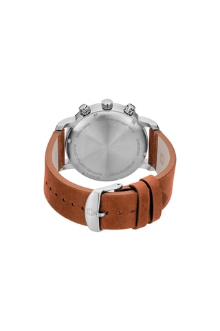 Leren Quartz Horloge - Tachymeter - Bruin en zilverkleurig