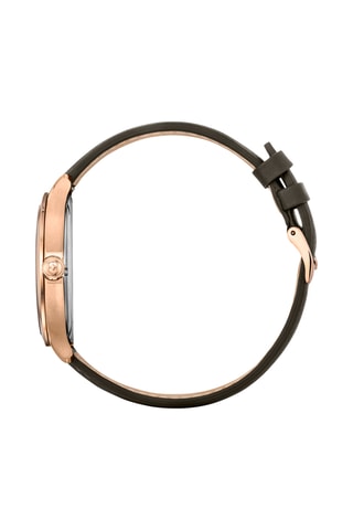 Leren Quartz Horloge - Bruin en Roségoudkleurig 