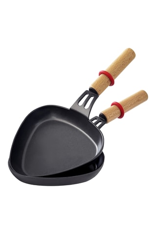 2 poêlons à raclette triangulaire avec manche en bois