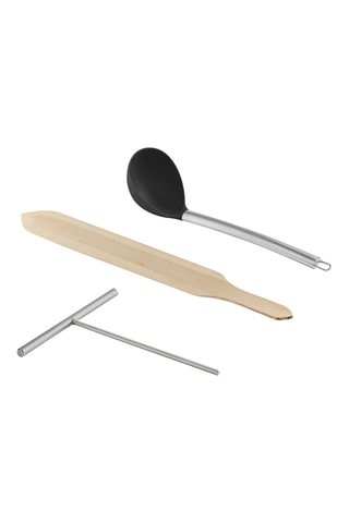 Crêpière Pro en acier inoxydable avec spatule en bois - 3000 W