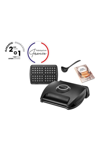 Gaufrier 4 Gaufres + plaque de Bruxelles + louche et recettes - 1700 W