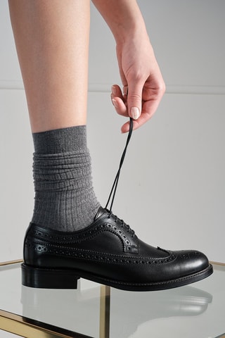Derbies em couro Regular - Preto