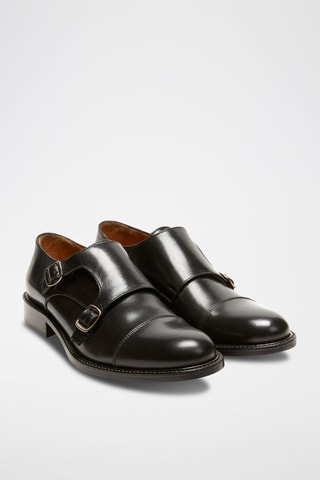 Derbies com fivela em couro Regular - Preto