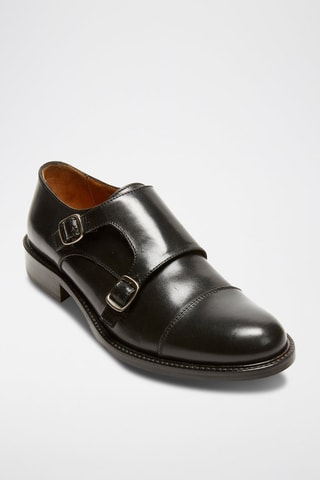 Derbies com fivela em couro Regular - Preto