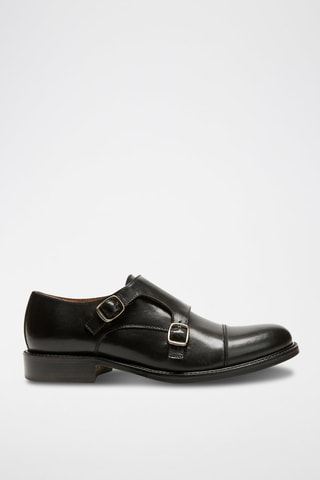 Derbies com fivela em couro Regular - Preto