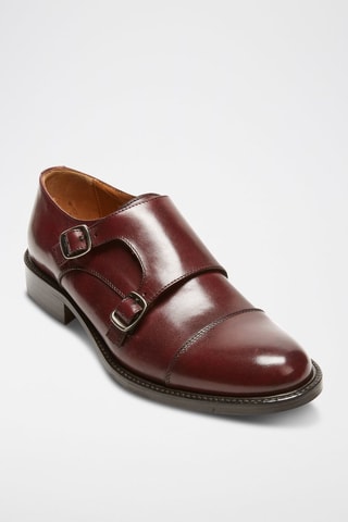 Derbies com fivela em couro Regular - Bordô