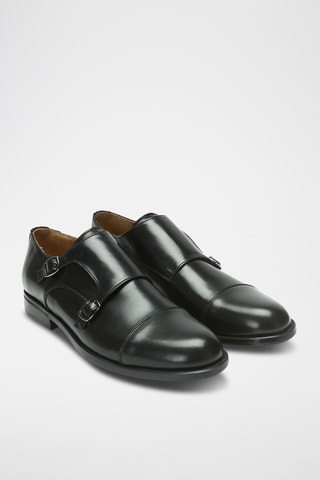 Leren Derby’s met Gesp Monk Regular - Zwart