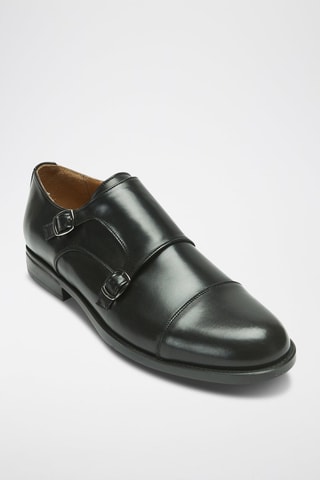 Leren Derby’s met Gesp Monk Regular - Zwart