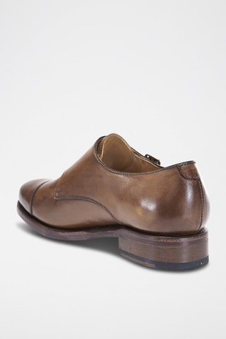 Derbies com fivelas em couro Regular Castanho