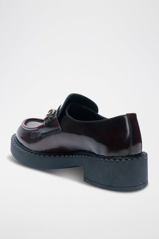 Mocassins com plataforma em couro - Bordô