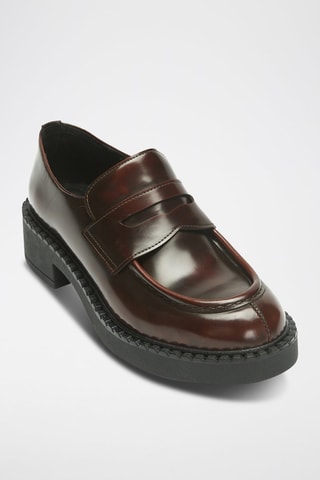 Mocassins Penny em couro Regular - Bordô