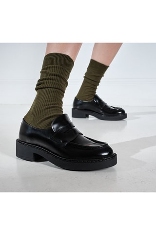 Mocassins Penny em couro Regular - Preto