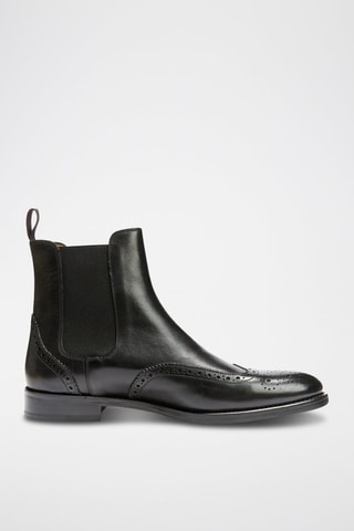 Botins Chelsea em couro Preto