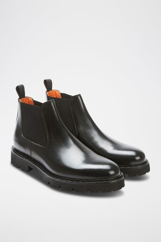 Botins Chelsea em couro 
Preto