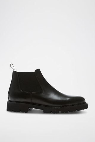 Botins Chelsea em couro 
Preto