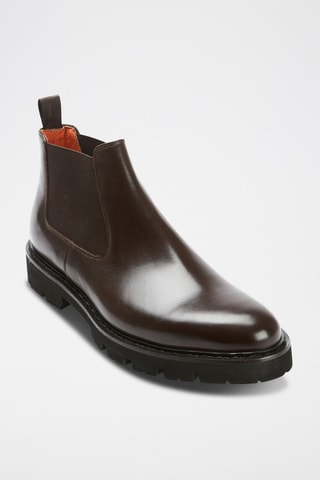 Botins Chelsea em couro 
Castanho-escuro