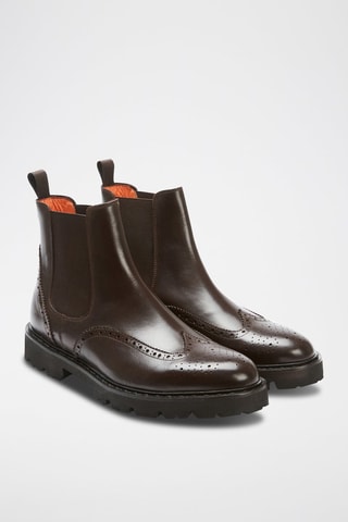 Botins Chelsea em couro 
Castanho-escuro