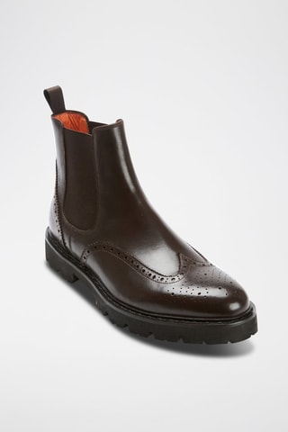 Botins Chelsea em couro 
Castanho-escuro