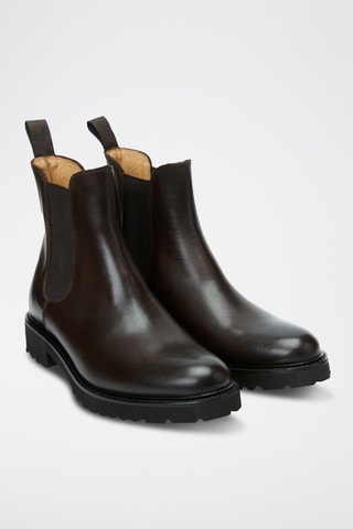 Botins Chelsea regular em couro - Castanho-escuro