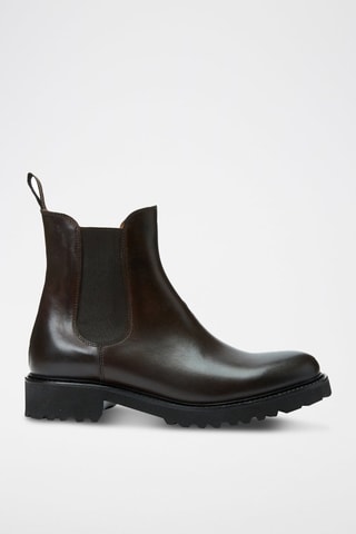 Botins Chelsea regular em couro - Castanho-escuro