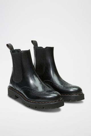 Botins Chelsea em couro Regular - Preto