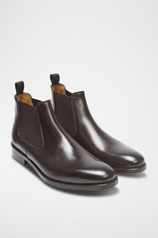 Botins Chelsea em couro Regular - Castanho-escuro
