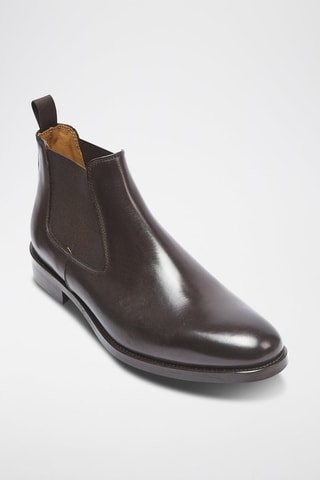 Botins Chelsea em couro Regular - Castanho-escuro