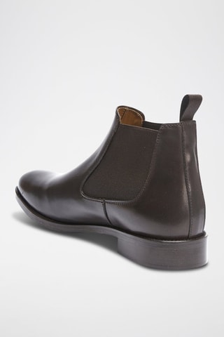 Botins Chelsea em couro Regular - Castanho-escuro
