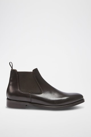 Botins Chelsea em couro Regular - Castanho-escuro