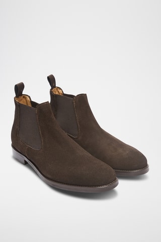 Botins Chelsea em nobuck - Regular - Castanho-escuro