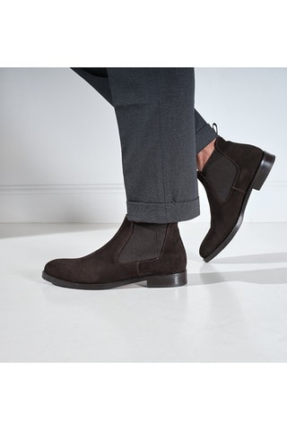 Botins Chelsea em nobuck - Regular - Castanho-escuro