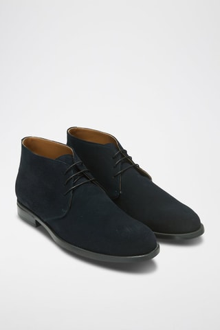 Botins Chukka em nobuck - Regular - Azul-marinho