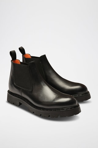 Botins Chelsea em couro Regular - Preto