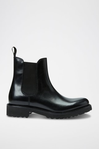 Botins Chelsea em couro Regular - Preto