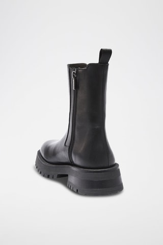 Botins Chelsea em couro Comfort - Preto e bordô