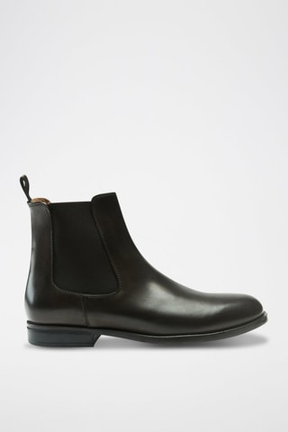 Botins Chelsea em couro Regular - Castanho-escuro