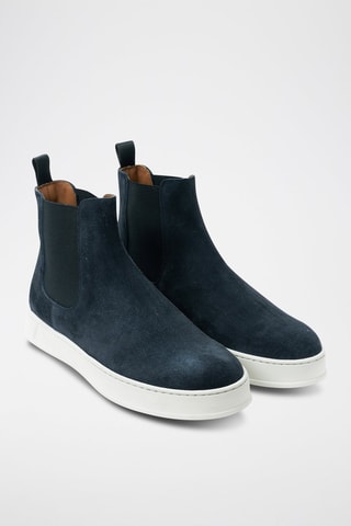 Botins Chelsea em nobuck Regular - Azul-marinho