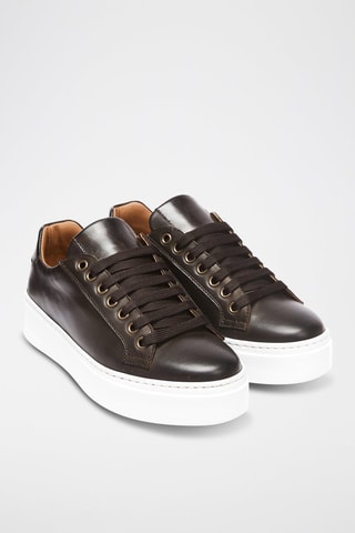 Leren Sneakers Regular - Donkerbruin