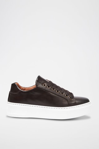 Leren Sneakers Regular - Donkerbruin