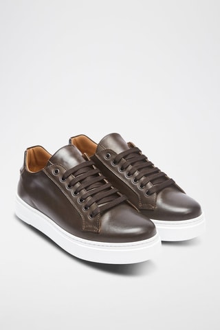 Leren Sneakers Regular - Donkerbruin