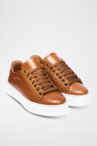 Leren Sneakers Regular - Bruin