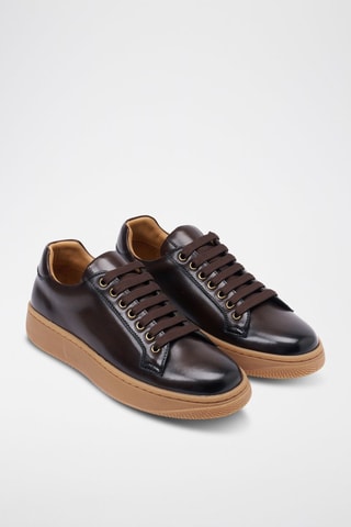 Leren Sneakers Regular - Donkerbruin