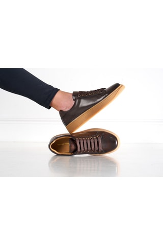 Leren Sneakers Regular - Donkerbruin